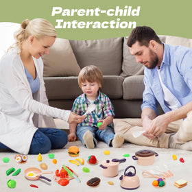 CUTE STONE cutting board and utensils for engaging pretend cooking.