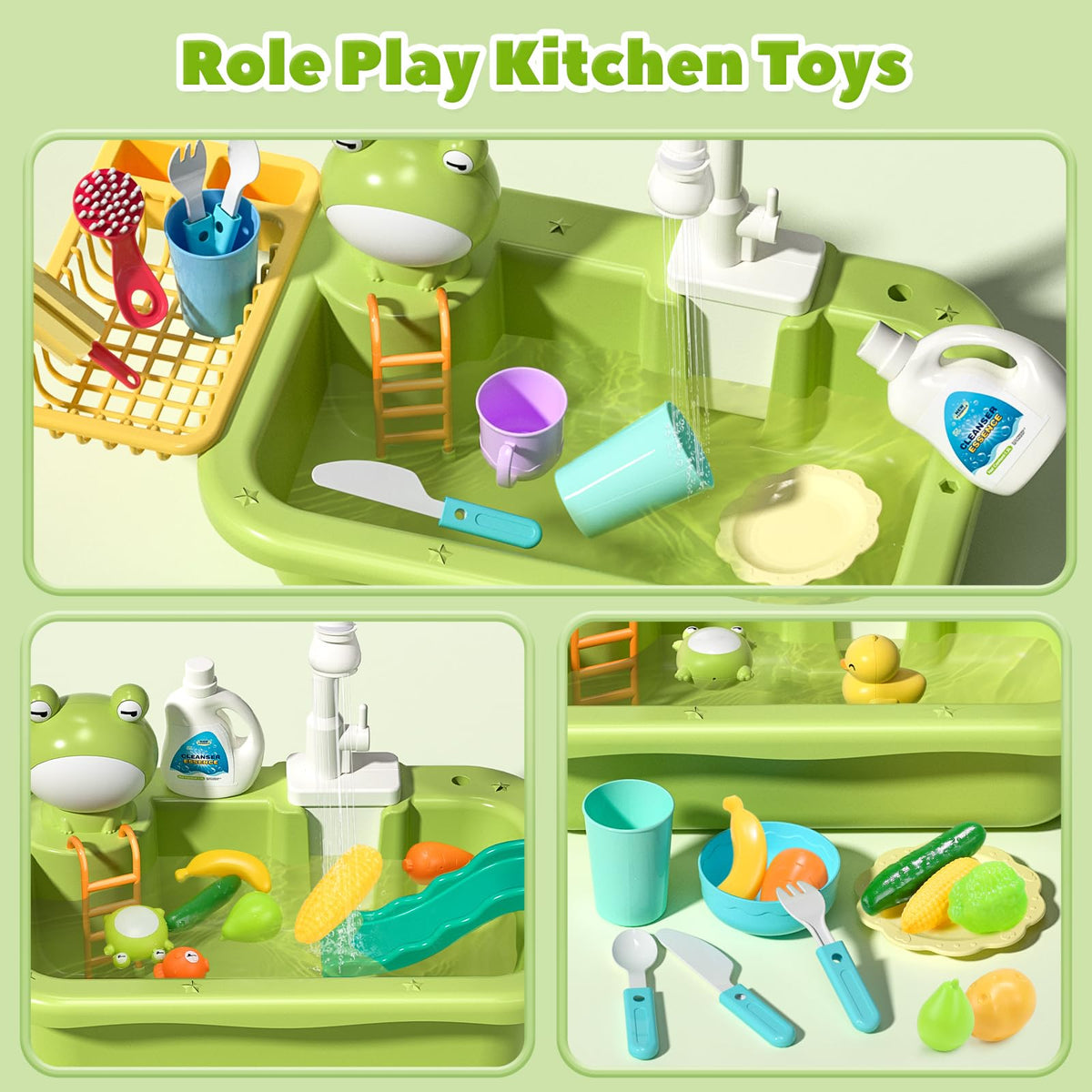 Cute Stone Detachable Drain Rack helps organize toys and keep water tidy