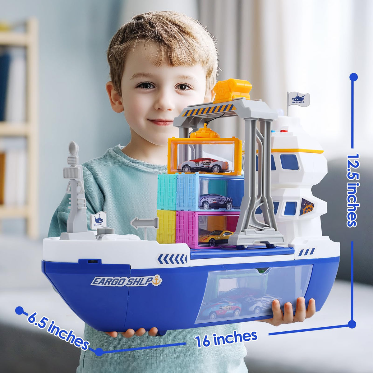 CUTE STONE gantry crane lift enables kids to move containers with hands-on coordination.