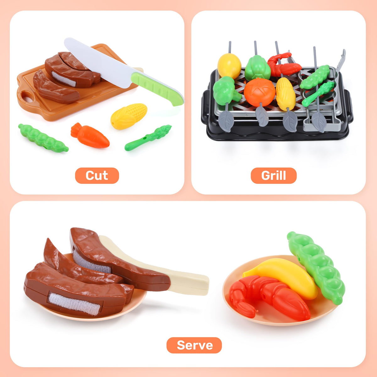 Cute Stone complete-pretend-kitchen-playset fosters social play and creative storytelling.