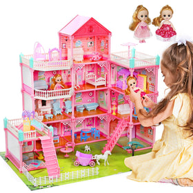 Cute Stone huge dollhouse 3-story 11 rooms sparks imaginative play at home.
