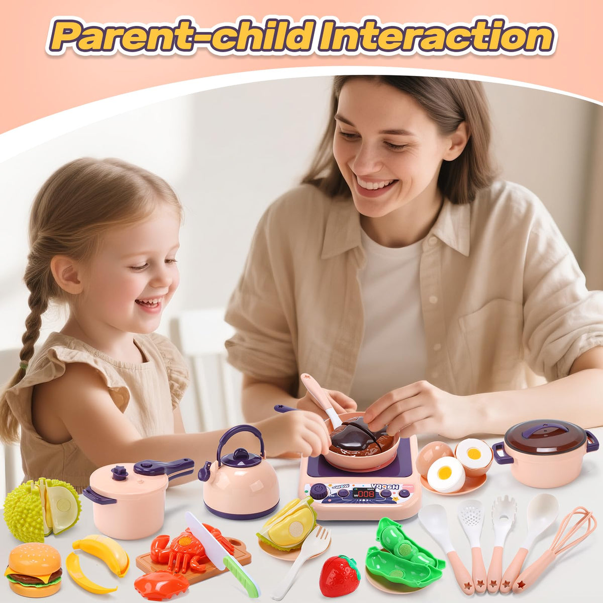 Cute Stone kettle and utensils for easy, kid-friendly cooking experiences.