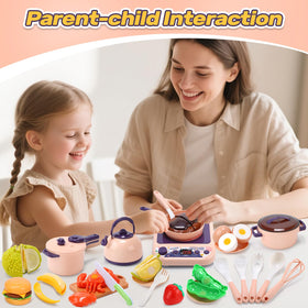 Cute Stone kettle and utensils for easy, kid-friendly cooking experiences.