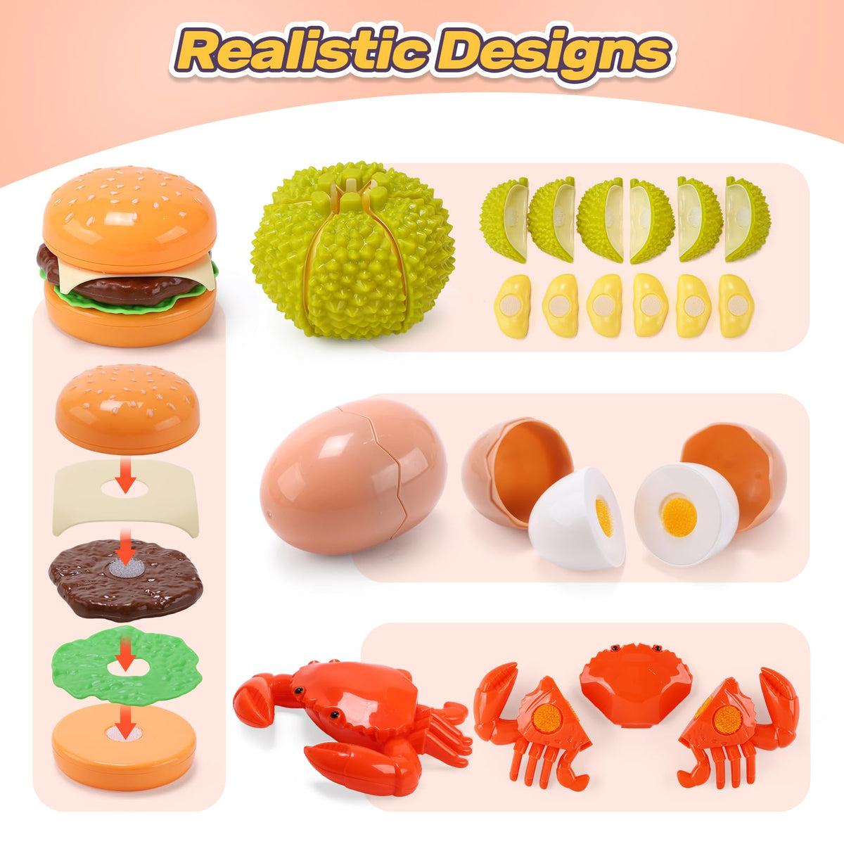 Cute Stone kid-sized utensils fit small hands for simple role-play actions.