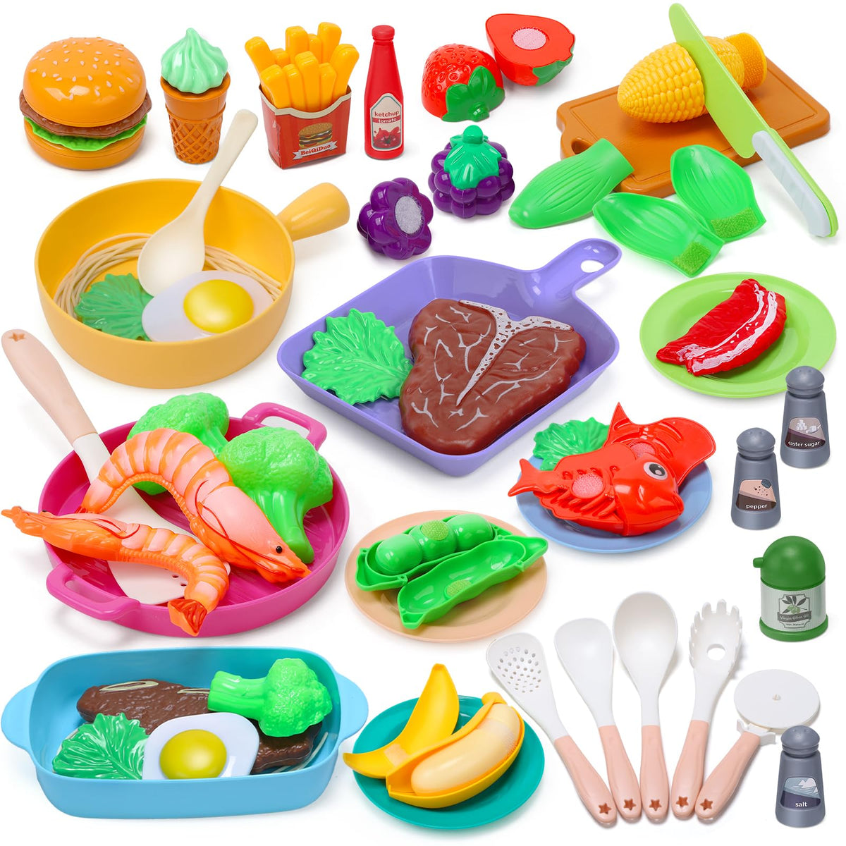 Cute Stone kids play kitchen cookware pots for imaginative cooking