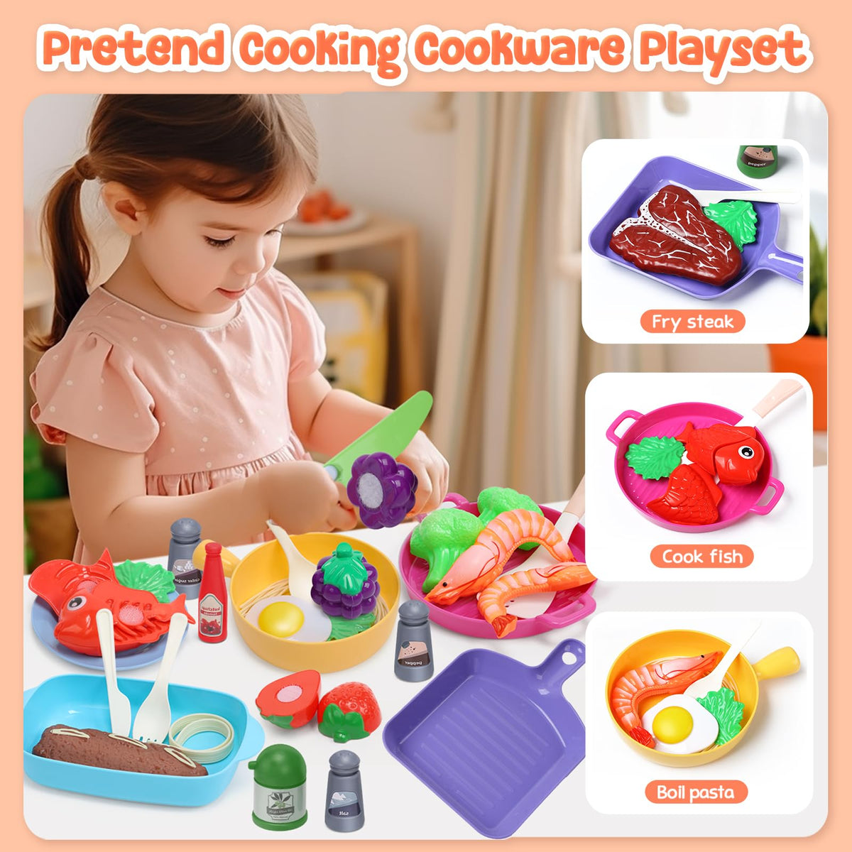 Cute Stone kids play kitchen cutlery and utensils for creative pretend dining