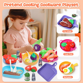Cute Stone kids play kitchen cutlery and utensils for creative pretend dining