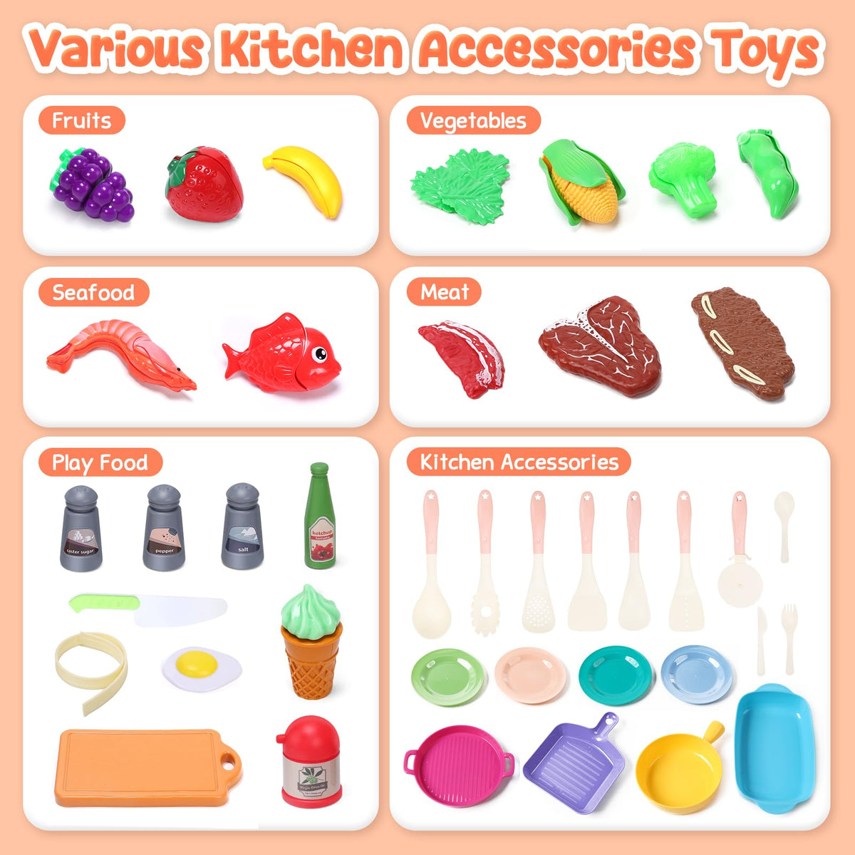 Cute Stone fried egg burgers fries and ice cream for realistic role play