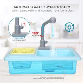 Cute Stone kitchen playset with upgraded faucet for realistic pretend play