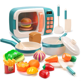 CUTE STONE microwave toy oven with spinning plate for realistic pretend cooking