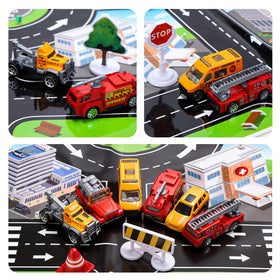 Cute Stone mini vehicles set supports pretend play and traffic scenes
