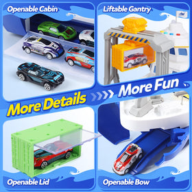 CUTE STONE open cargo hold displays containers for realistic loading play.