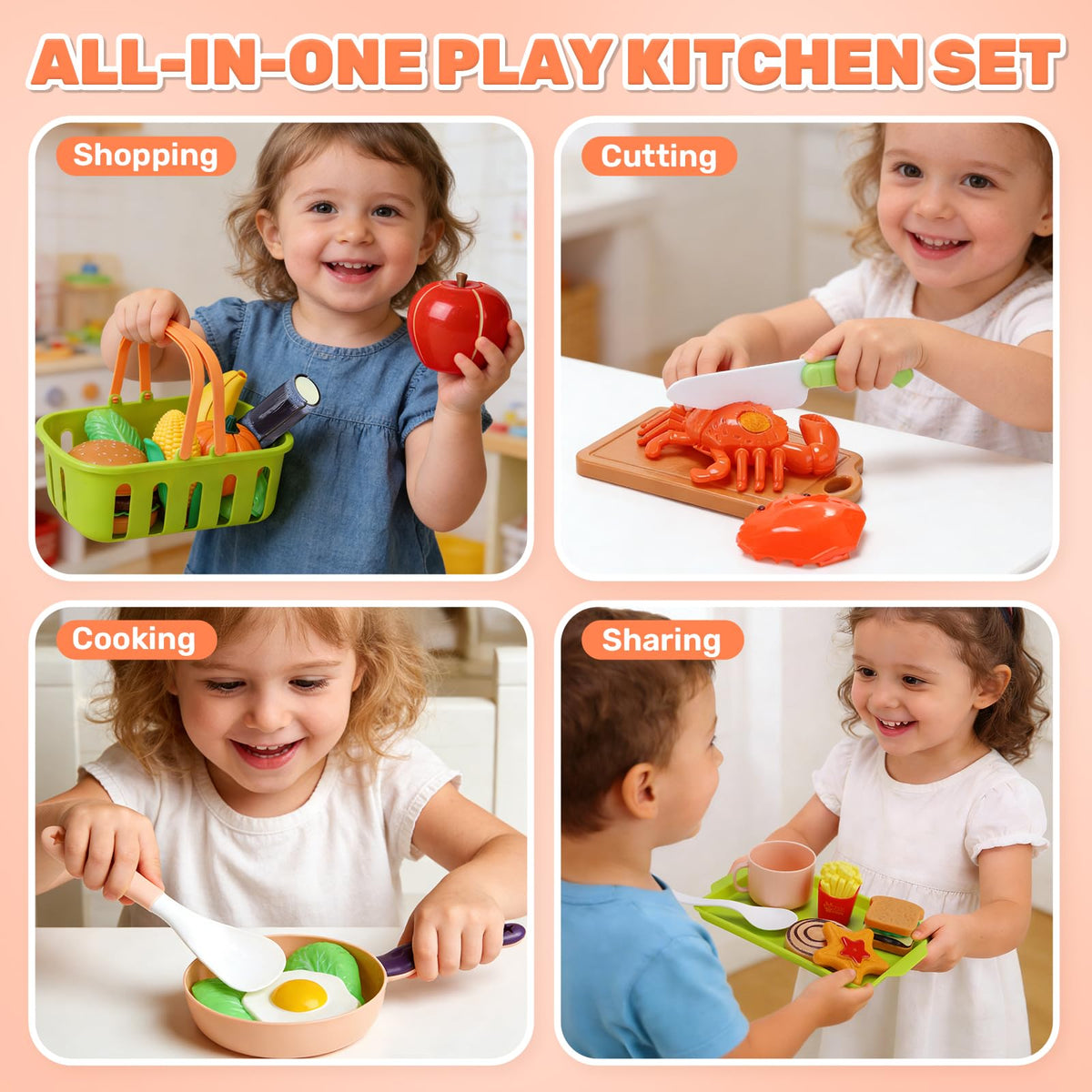 Peelable and cuttable fruits and vegetables by CUTE STONE for hands-on cutting practice