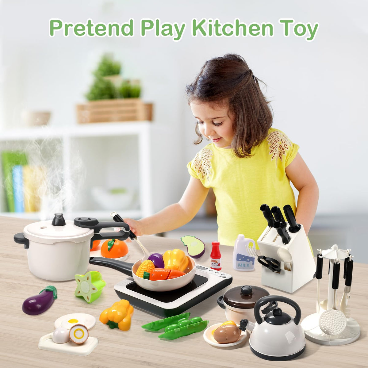 CUTE STONE peeling and cutting play fruits to build fine motor skills.