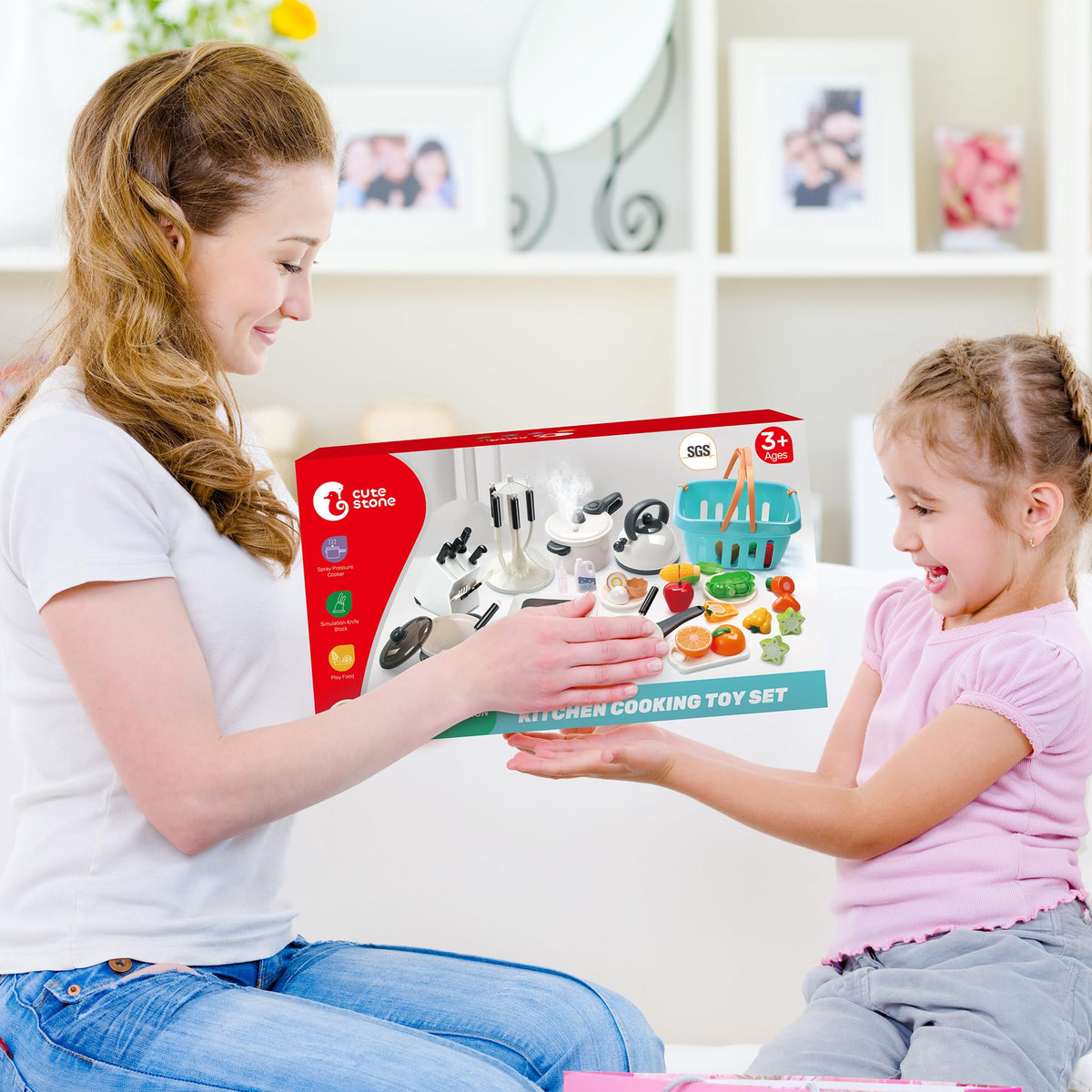 CUTE STONE play food vegetables for realistic cutting and peeling activities.