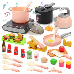 CUTE STONE play kitchen set with induction cooker for realistic pretend cooking