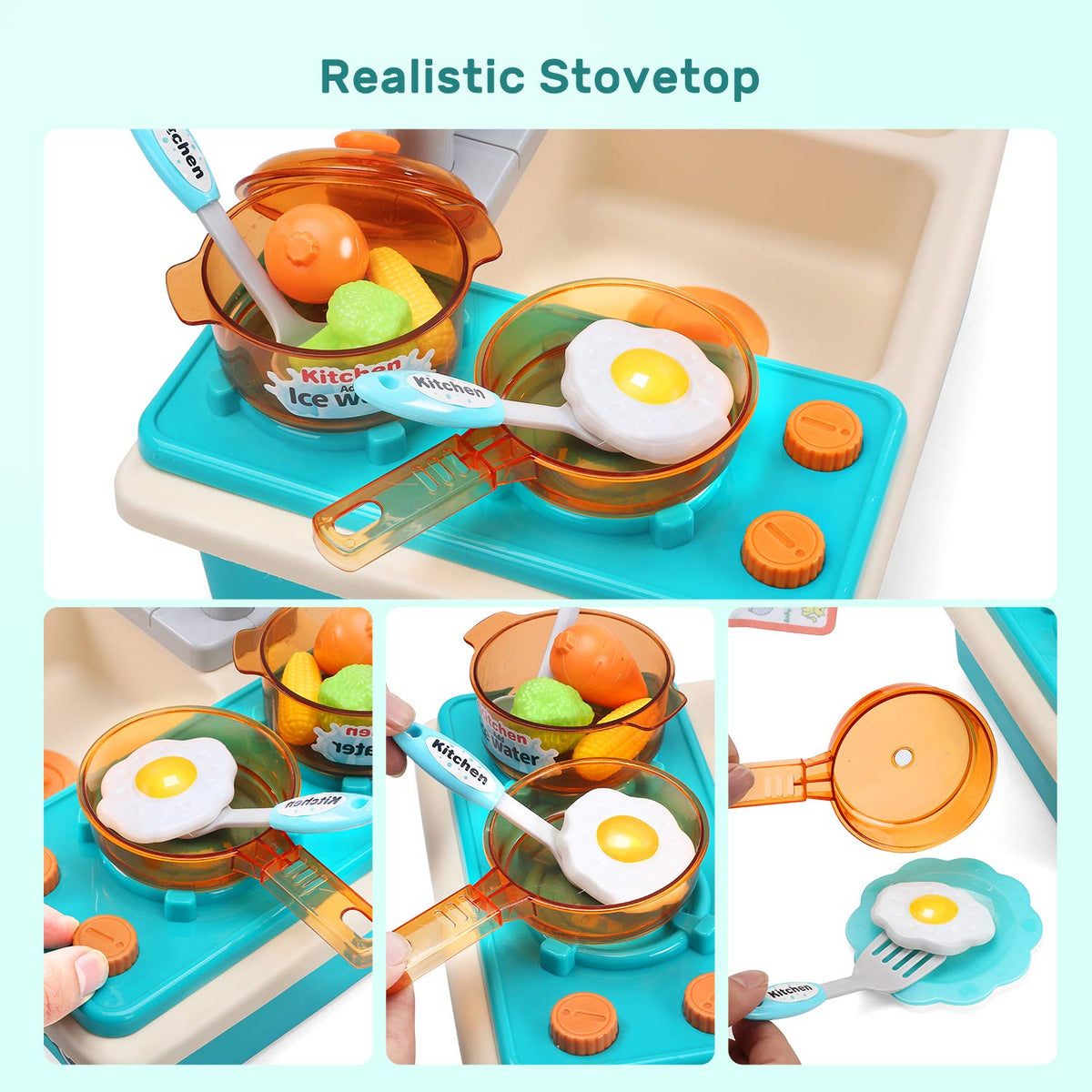 CUTE STONE pretend kitchen stove with realistic surface for imagined cooking