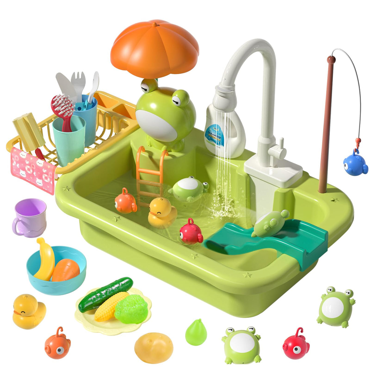 Cute Stone Play Sink with Running Water for immersive kitchen role play