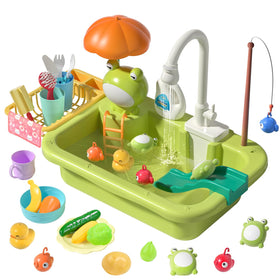 Cute Stone Play Sink with Running Water for immersive kitchen role play