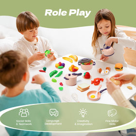 CUTE STONE pots and pans with kettle for realistic pretend cooking at home.