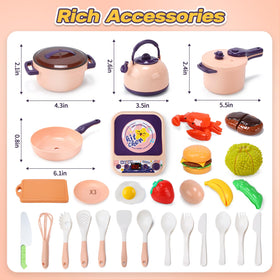 Cute Stone 31-piece pretend kitchen collection ready for ages 3+ playtime.