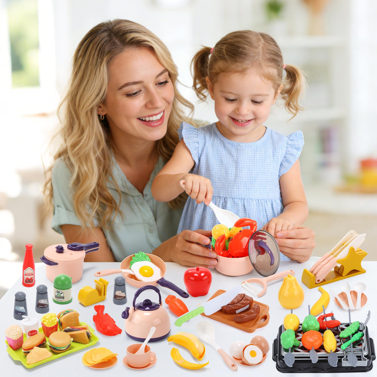 Cute Stone pretend-serving-meals illustrates full cooking flow from prep to plate.