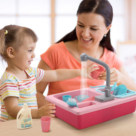 CUTE STONE running water dishwasher playset showing water flow and pretend washing