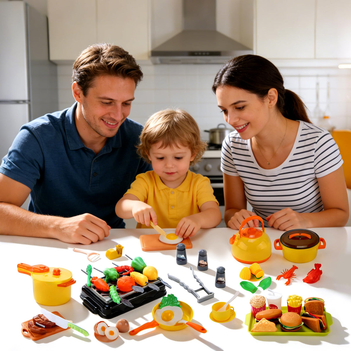 CUTE STONE play foods including fruits, vegetables, seafood for creative meals.