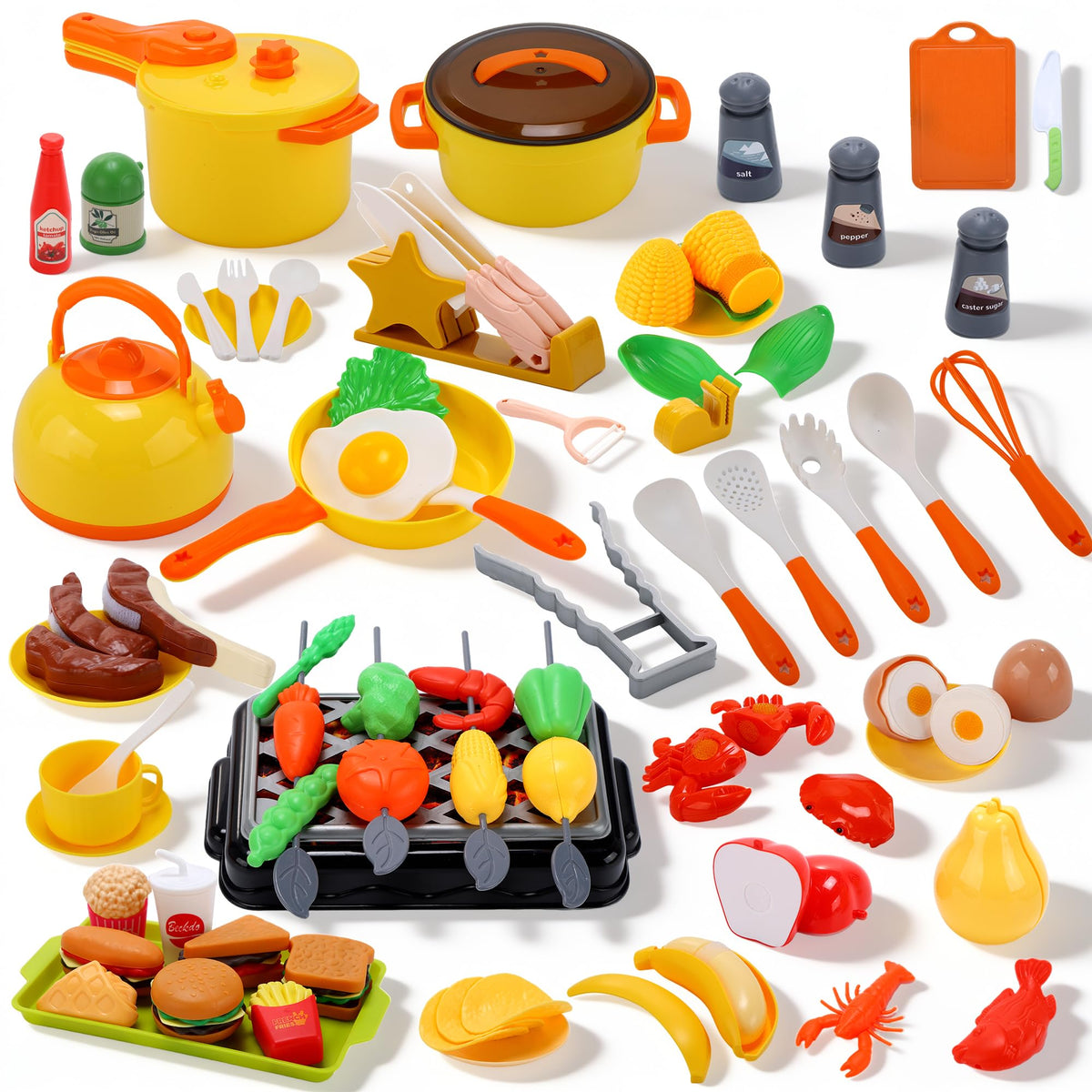CUTE STONE toy kitchen pots and pans set for realistic pretend cooking and creativity.
