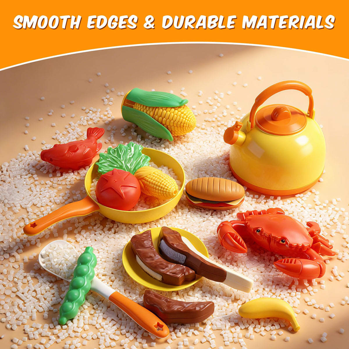CUTE STONE seasoning bottles for adding pretend flavor during kid-led pretend meals.