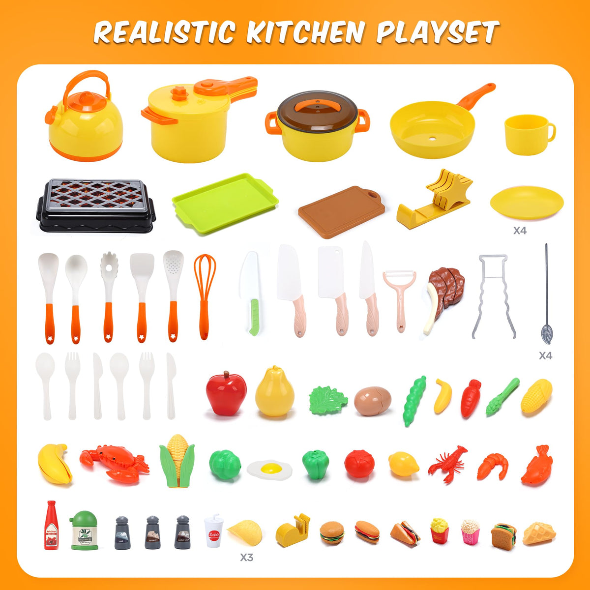 CUTE STONE skewers for grilling pretend meats and vegetables in play.