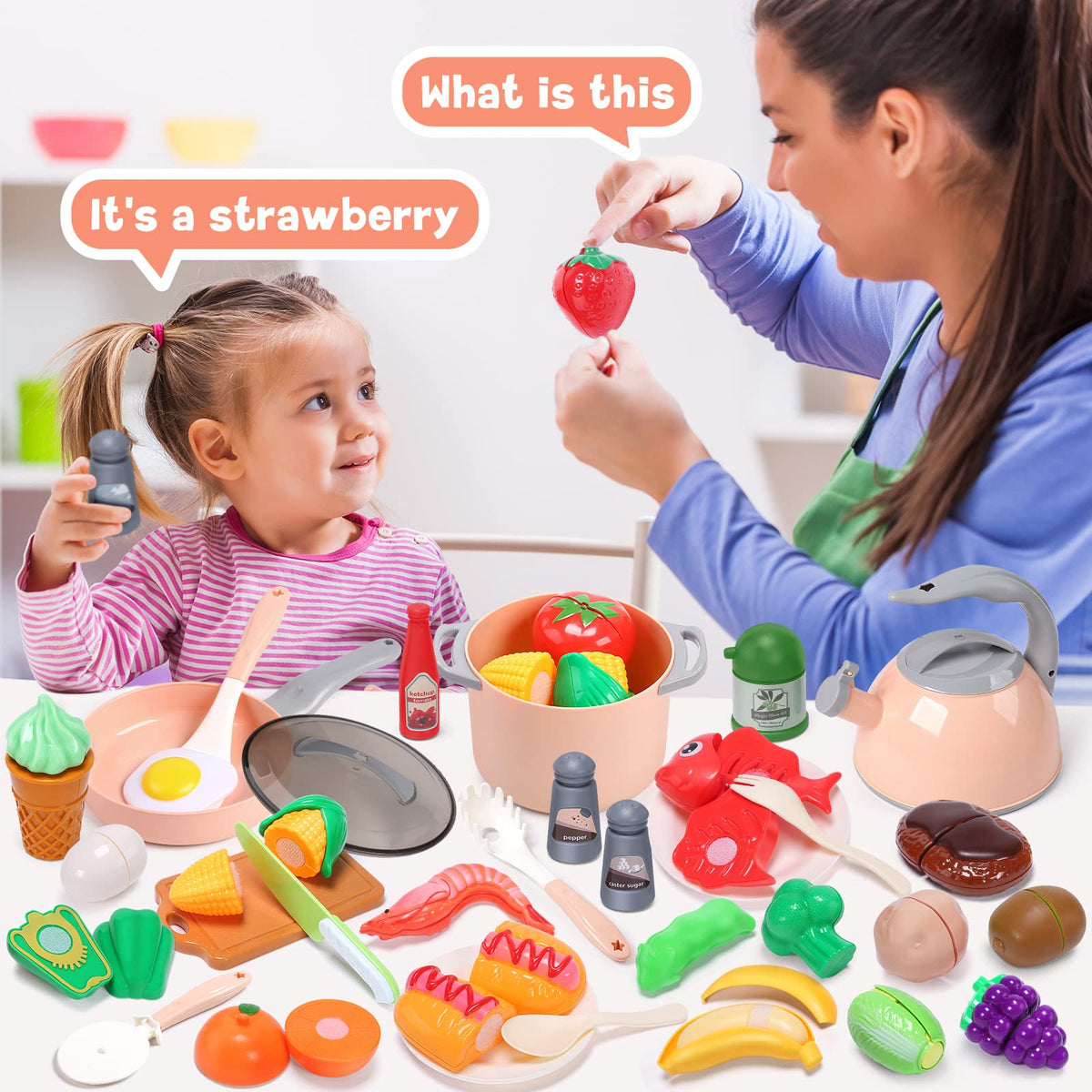 CUTE STONE kid-friendly utensils encourage grasping and hand-eye coordination during play