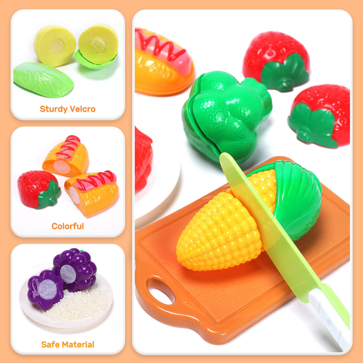 Cute Stone plastic vegetables and fruits invite color-rich learning