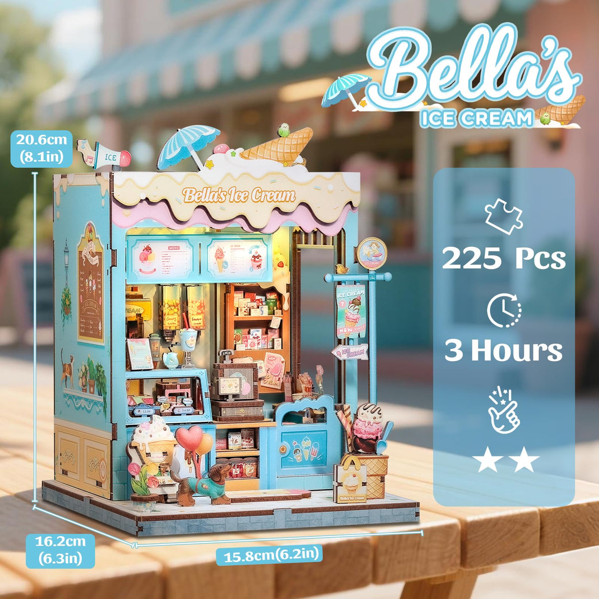 CUTEBEE Bella's Ice Cream Book Nook lit display for warm ambience