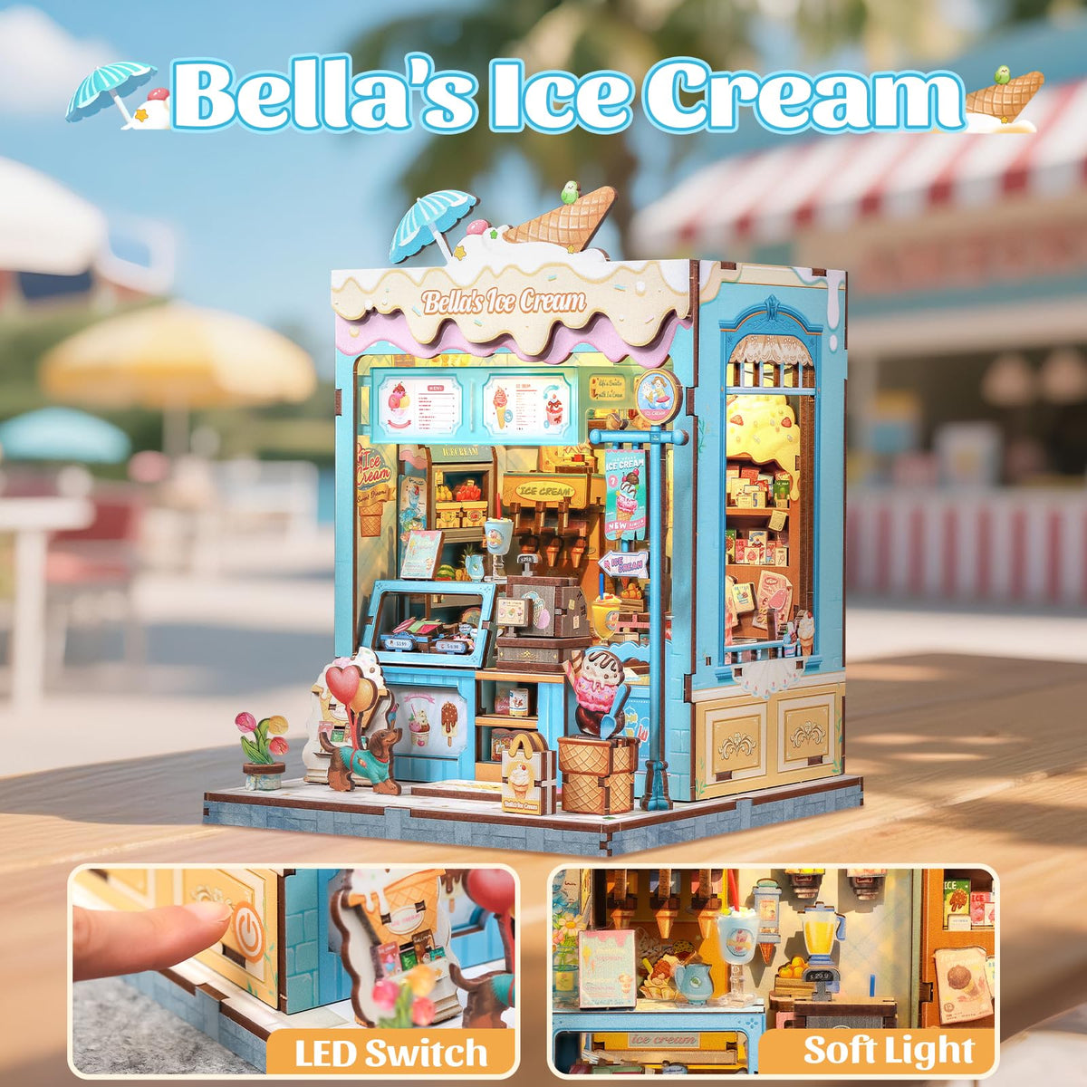 CUTEBEE Bella's Ice Cream Book Nook puzzle pieces ready for assembly