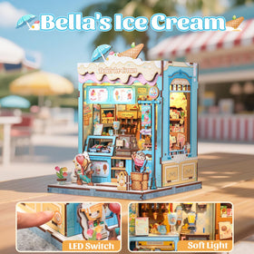 CUTEBEE Bella's Ice Cream Book Nook puzzle pieces ready for assembly