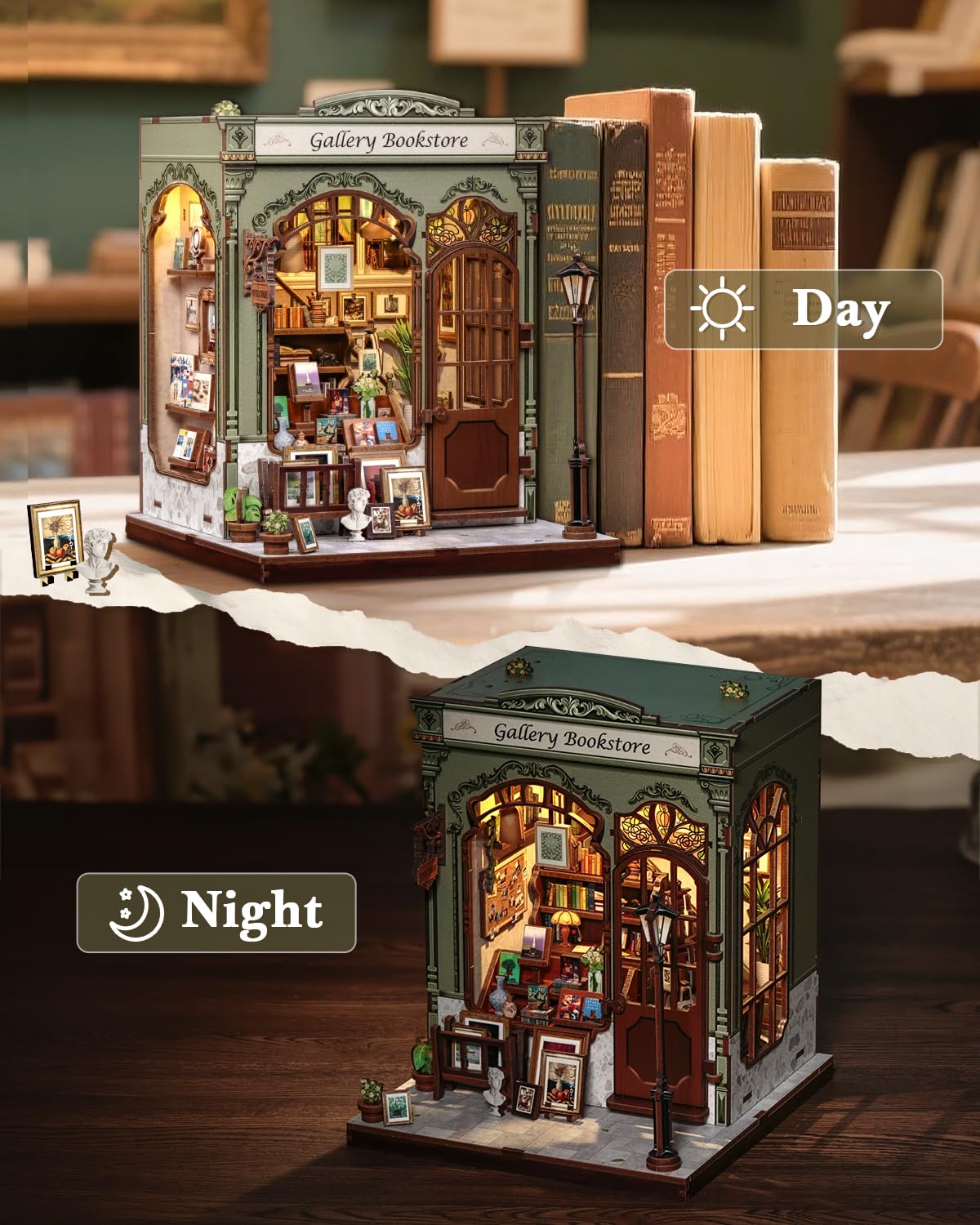 CUTEBEE Book Nook Kit assembly step guide in action