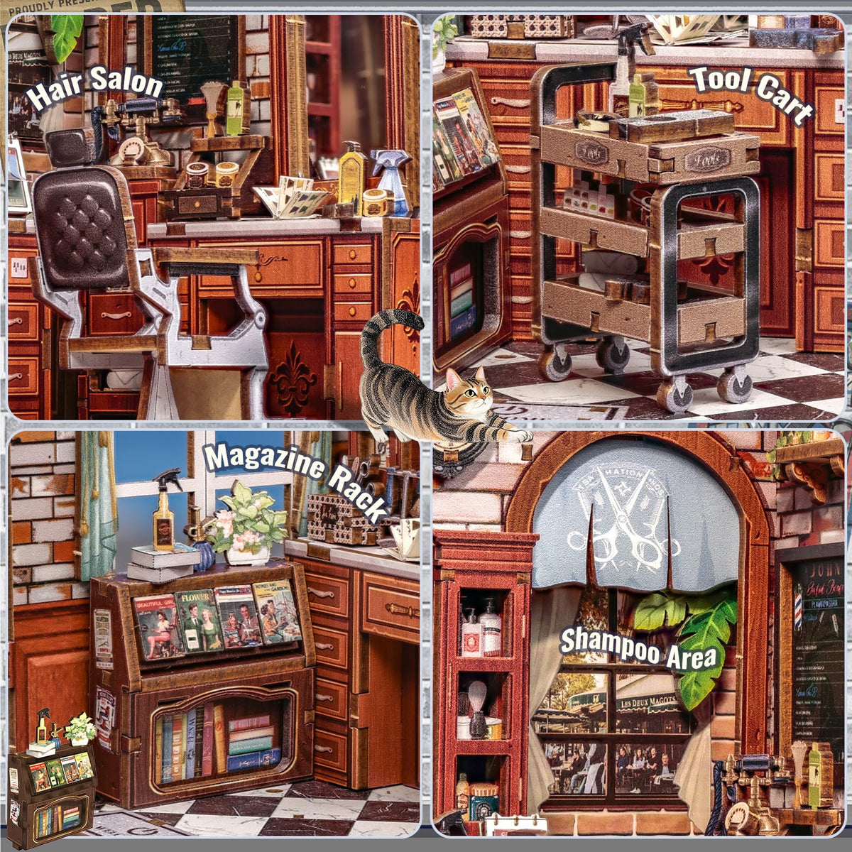 CUTEBEE Book Nook Kit bookshelf scene demonstrates compact display design