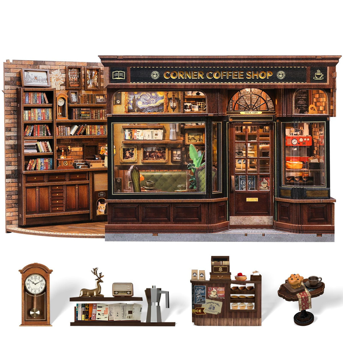 CUTEBEE Book Nook Kit corner coffee shop exterior invites cozy decor inspiration