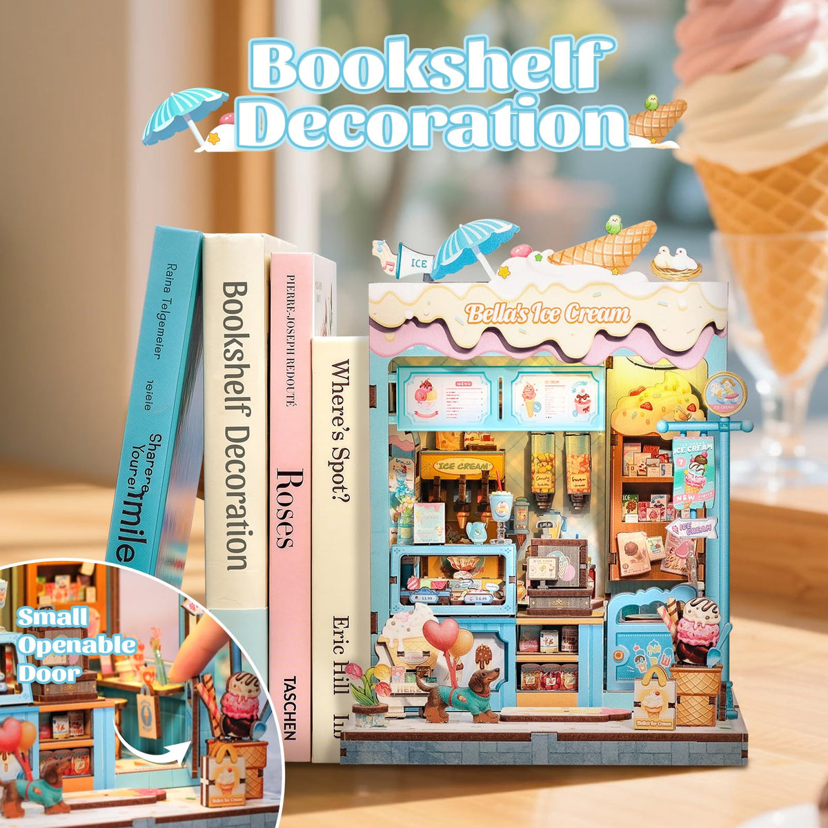 CUTEBEE Book Nook Kit desk display for elegant shelf decor