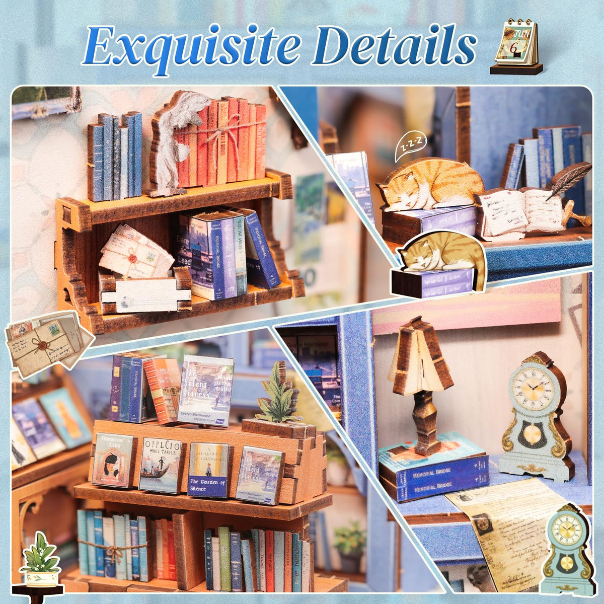 CUTEBEE Book Nook Kit display setup fits on a shelf or desk.