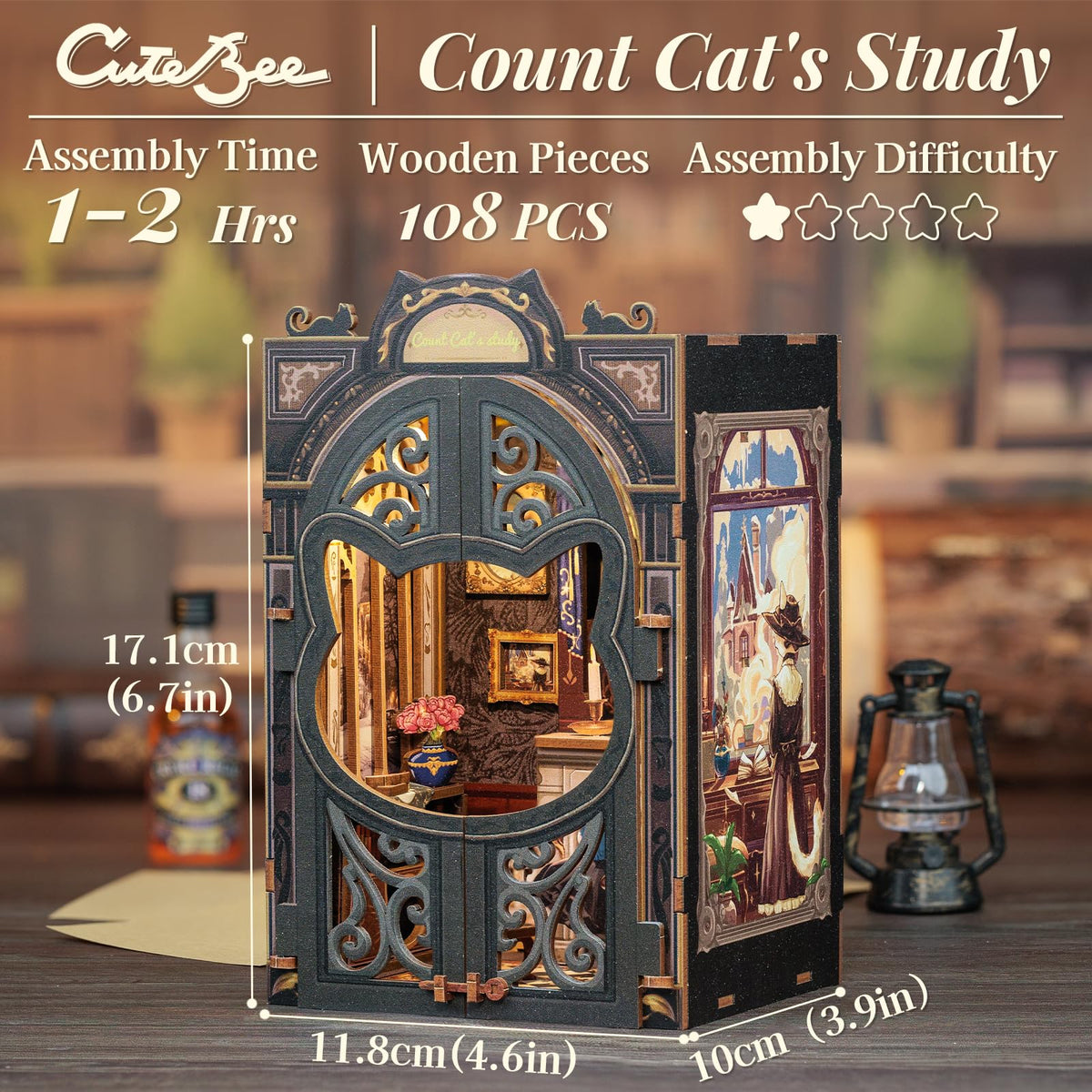 CUTEBEE Book Nook Kit diy desk workspace — hands-on project for focus and relaxation.