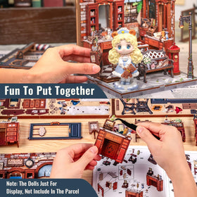 CUTEBEE Book Nook Kit assembly of the 3D puzzle for mindful creativity