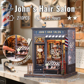 CUTEBEE Book Nook Kit barbershop interior highlights nostalgic vibe for desks