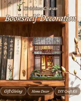 CUTEBEE Book Nook Kit LED lighting brings life to the tea house on a desk