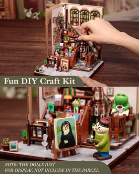 CUTEBEE Book Nook Kit lit room scene with warm ambience