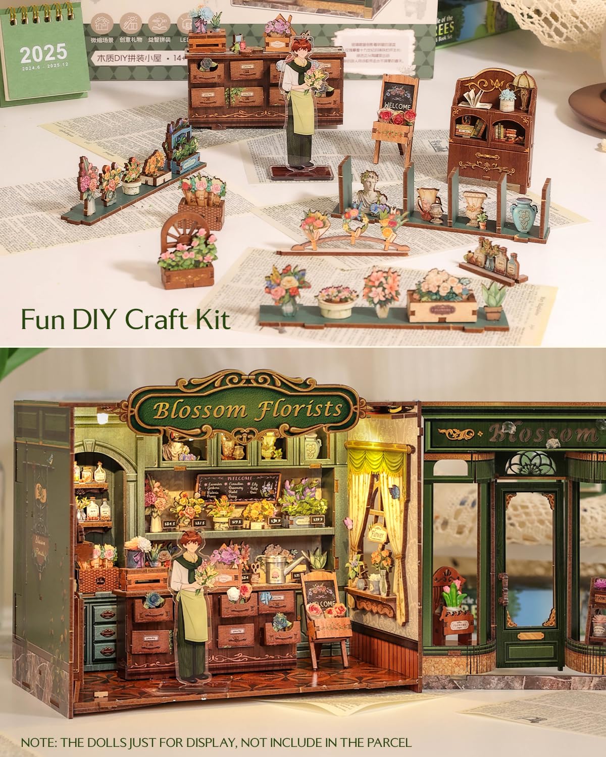 CUTEBEE Book Nook Kit miniature dollhouse assembly fosters creative focus and hands-on learning.