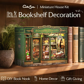 CUTEBEE Book Nook Kit includes a cozy display that shines with lighting.