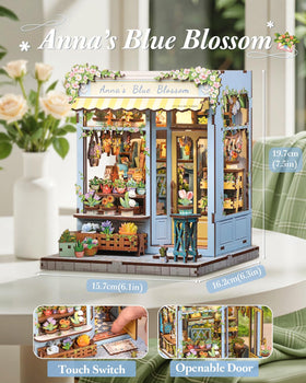 CUTEBEE Book Nook Kit showcases staggered flower stands for a charming display