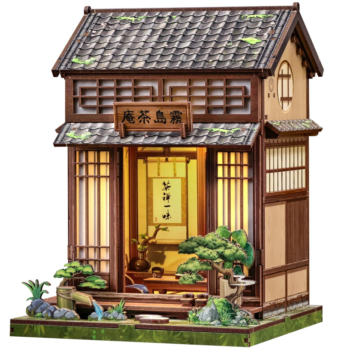 CUTEBEE Book Nook Kit teahouse courtyard scene enhances calm bookshelf display